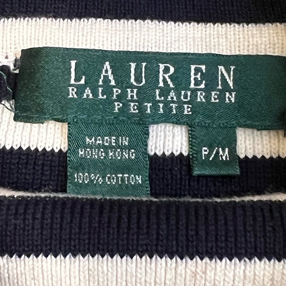 Lauren Ralph Lauren turtleneck striped sweater with embroidery size PM - Picture 3 of 5